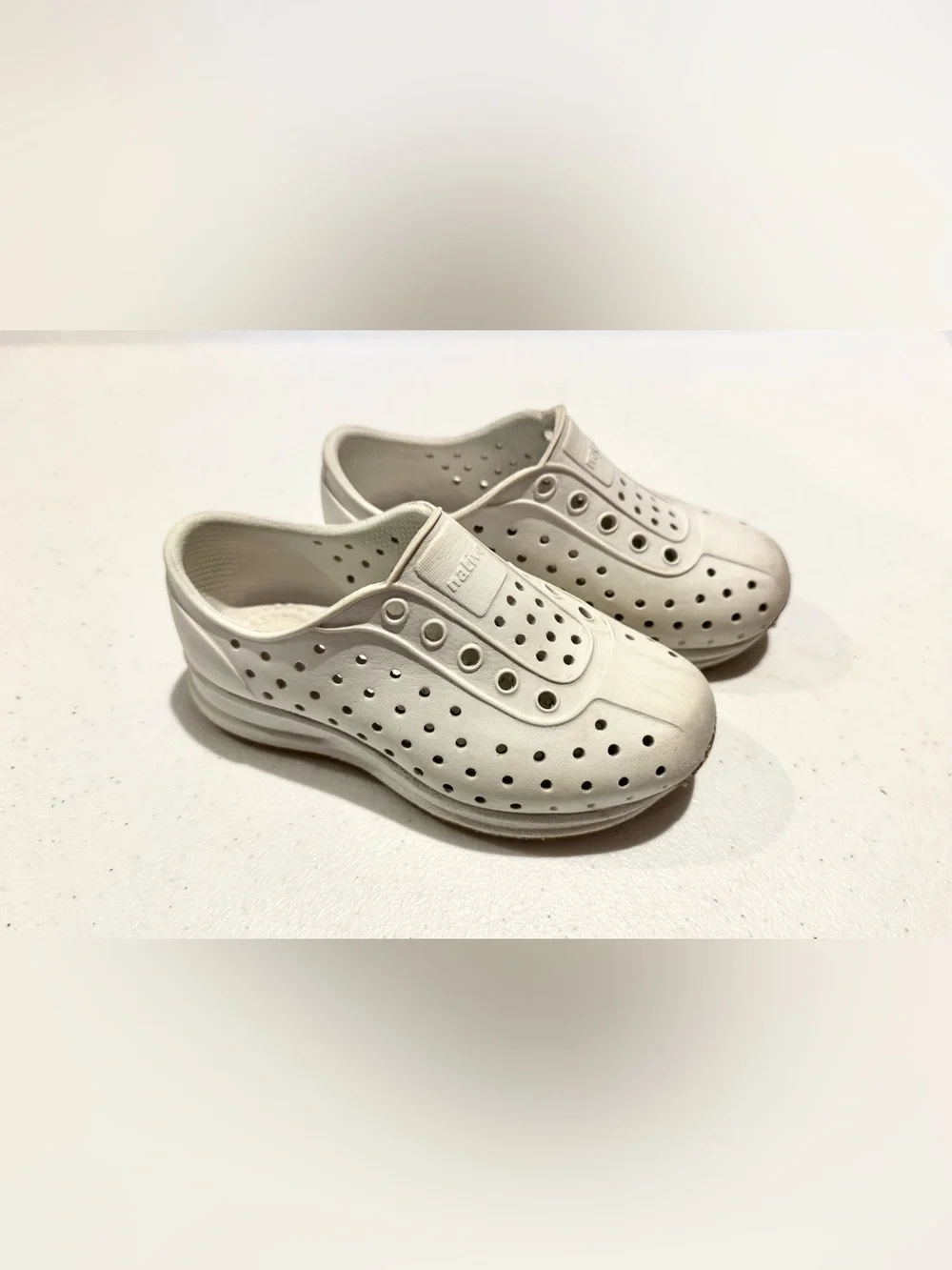 Native Robbie Shoes White Water Friendly Perforated Slip-Ons size C8